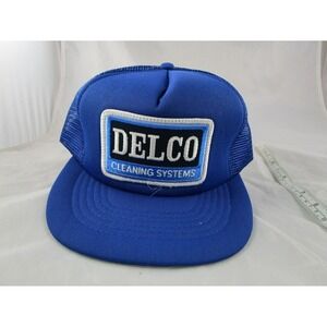 Delco Cleaning Systems Blue Snapback Hat Foam Mesh Designer Award